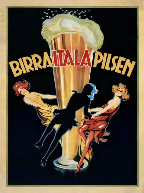 Vintage Italian Pilsen Beer Art Print - Premium Wooden Framed Poster