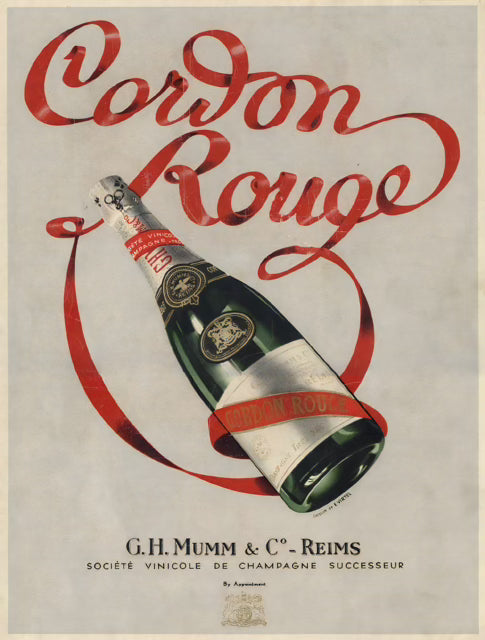 Vintage "Cordon Rouge" Champagne Advertisement Framed Poster with Museum-Quality Matte Paper